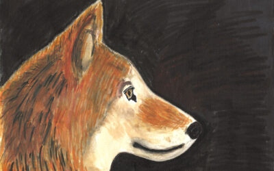 Varg med blandteknik